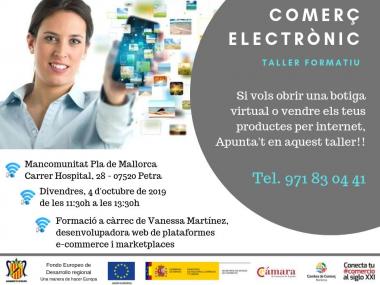 Cartell taller formatiu sobre “Comerç electrònic” a la Mancomunitat Pla de Mallorca
